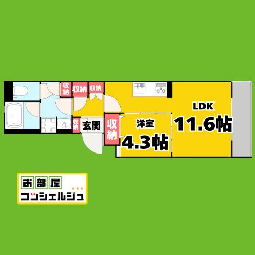 NODE プラス TSURUMAI(1LDK/1階)の間取り写真