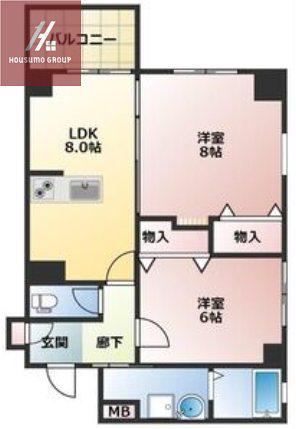 STムアナ(2LDK/6階)の間取り写真