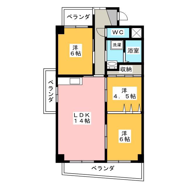 パルケ21(3LDK/4階)の間取り写真