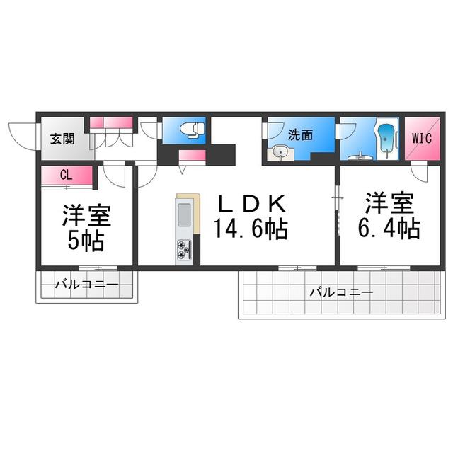グランステラ鳳(2LDK/3階)の間取り写真