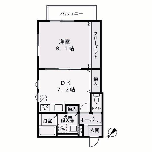 ラフィール西明石(1DK/1階)の間取り写真