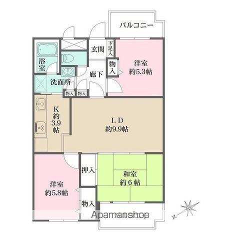 藤和シティコープ東寺尾(3LDK/2階)の間取り写真