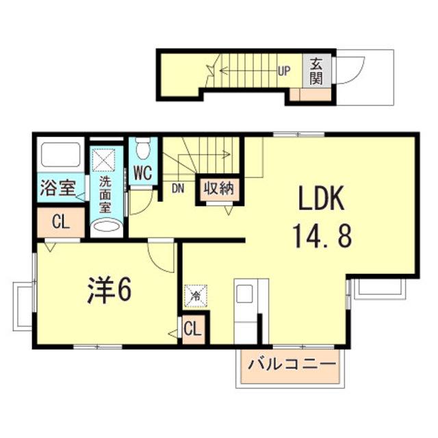 アヌジック K・K(1LDK/2階)の間取り写真