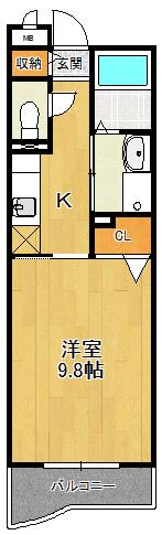 アドラブール(1K/2階)の間取り写真
