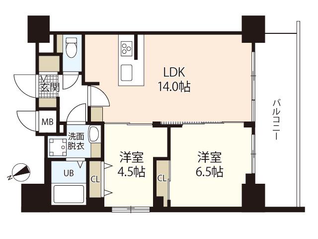 S-RESIDENCE鶴見町ALTANO(2LDK/11階)の間取り写真