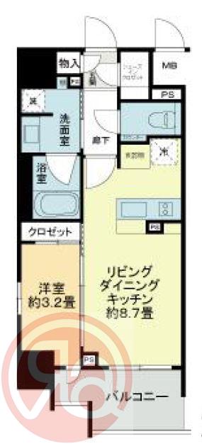 リビオレゾン靭公園(1LDK/15階)の間取り写真