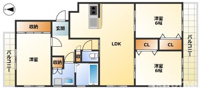 メゾン・ファミール(3LDK/1階)の間取り写真