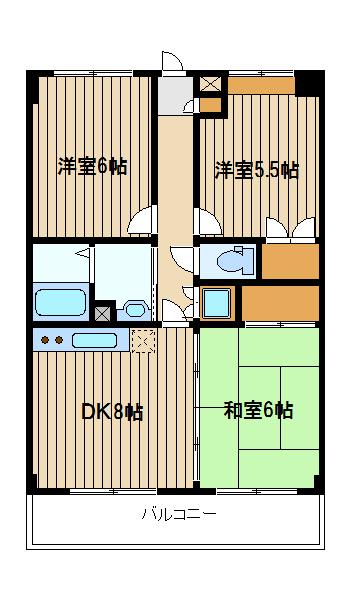 ガーデンクレス弐番館(3DK/5階)の間取り写真
