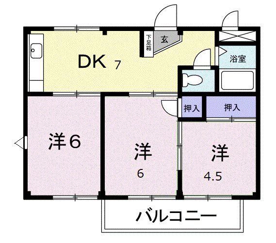 コーポみつわ台(3DK/2階)の間取り写真