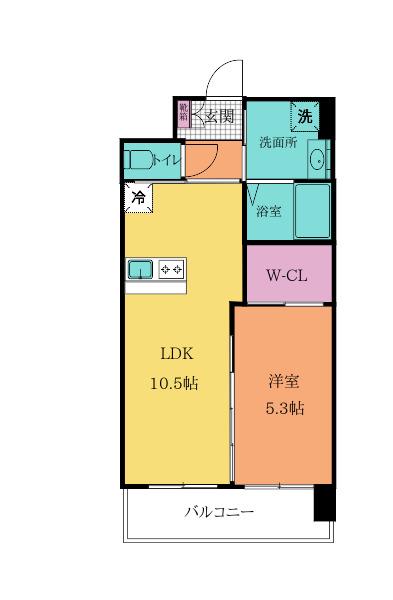 グレース上富野(1LDK/8階)の間取り写真