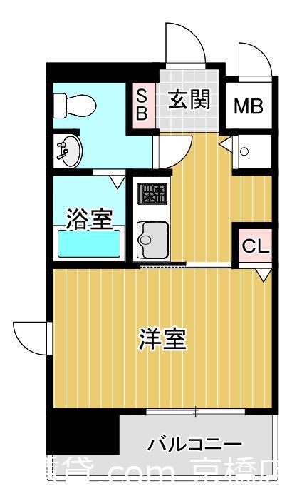 リーガル大阪城北(1K/5階)の間取り写真