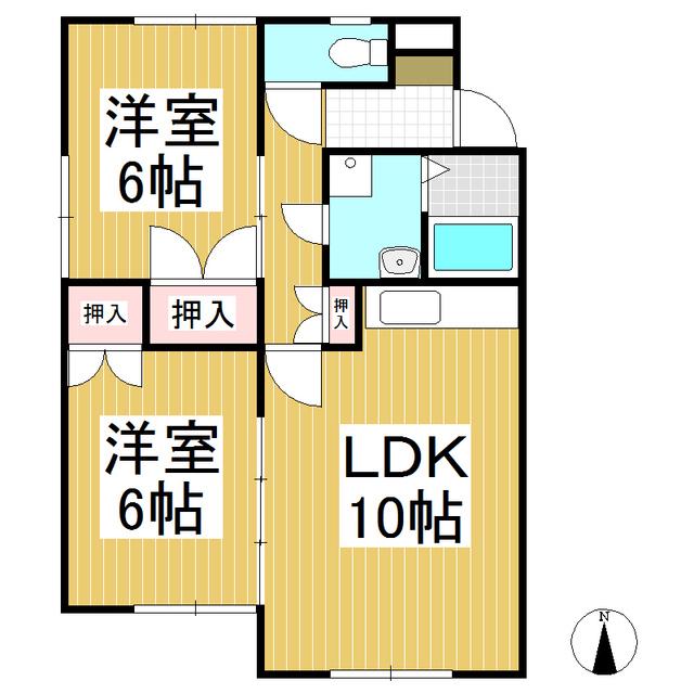 アビシオン森(2LDK/1階)の間取り写真