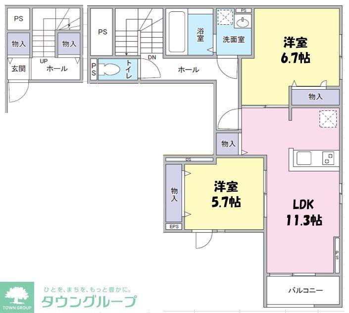 ELEGANTE SERENO(2LDK/2階)の間取り写真