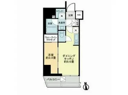 グランマーチ芝公園(1DK/6階)の間取り写真