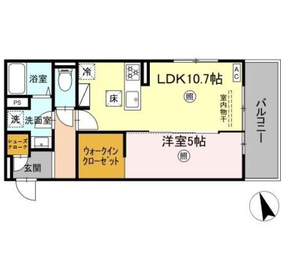 PREMILIFE須賀II(1LDK/1階)の間取り写真