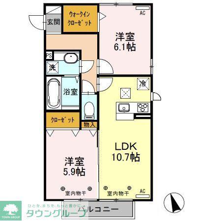 サウスシャトー(2LDK/1階)の間取り写真