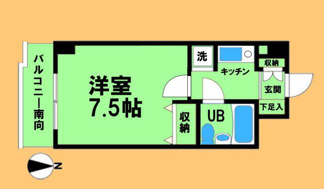 デイム橋本(1K/9階)の間取り写真