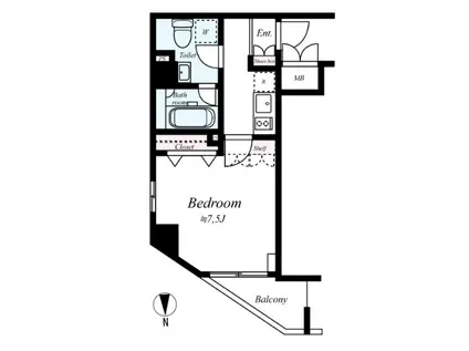 ヴォーガコルテ早稲田(1K/2階)の間取り写真