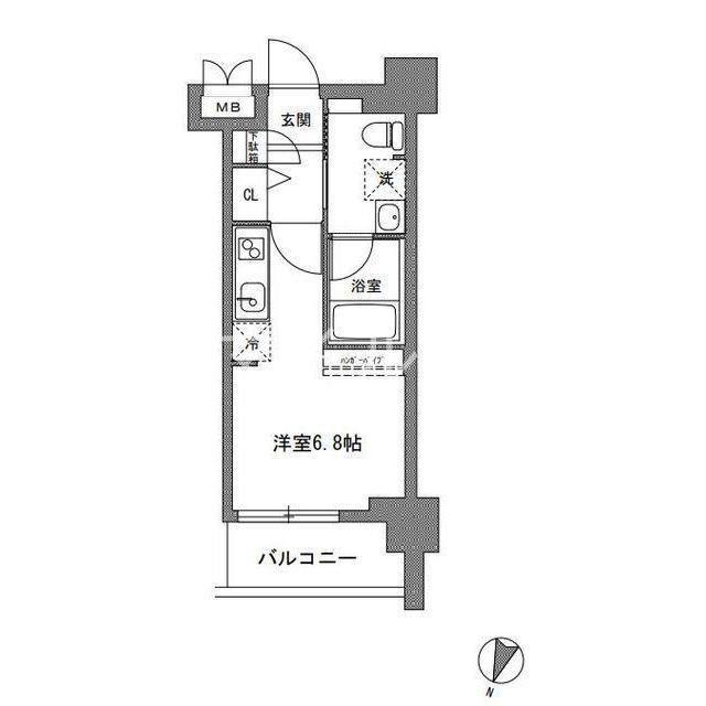 TLRレジデンス川崎大師(ワンルーム/6階)の間取り写真