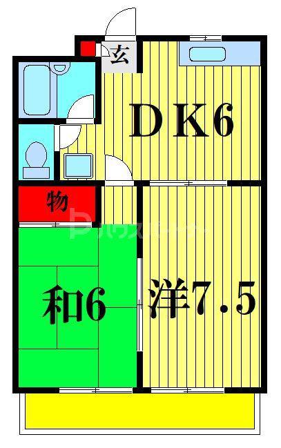 サンライズパーク上小町(2DK/2階)の間取り写真