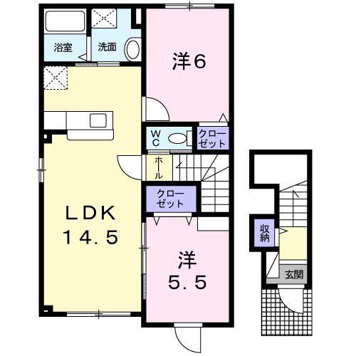 シエロアズール(2LDK/2階)の間取り写真