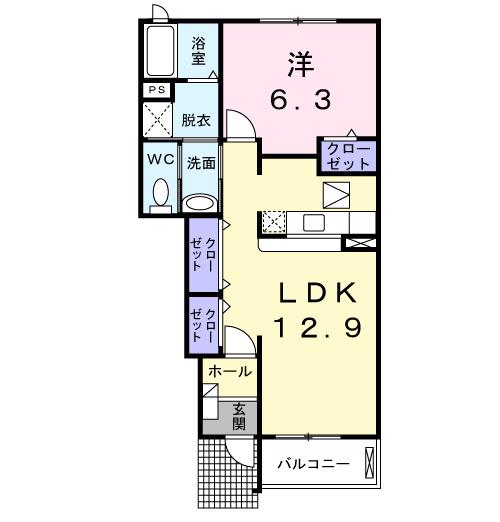 アバンツァーレ(1LDK/1階)の間取り写真