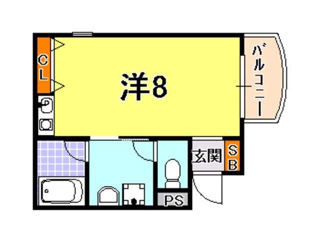 アロッジオ上筒井(ワンルーム/2階)の間取り写真