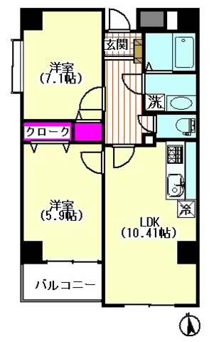 ホワイトキューブ(2LDK/2階)の間取り写真