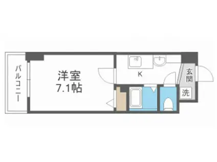 エスリードコート難波ウエスト(1K/2階)の間取り写真
