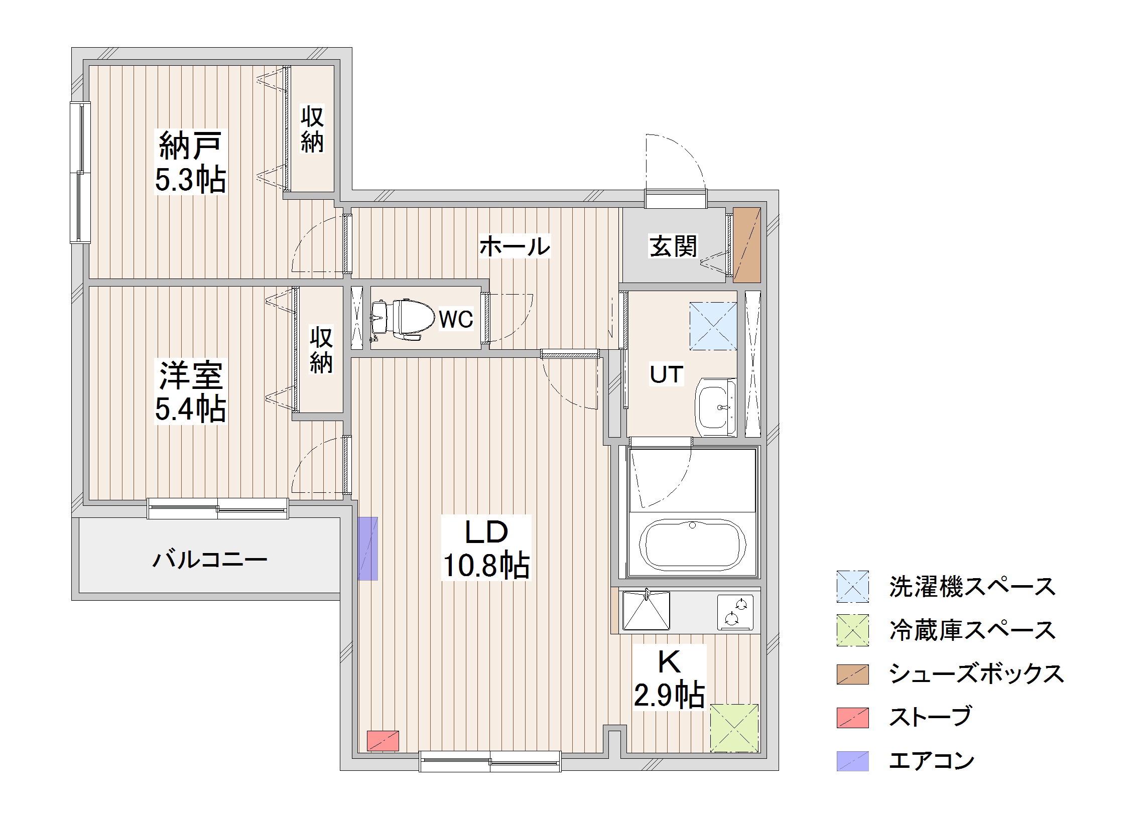 CRESCEND苗穂駅前(2LDK/4階)の間取り写真
