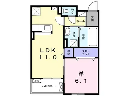 カトレアA(1LDK/2階)の間取り写真