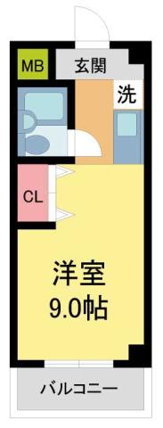 マブランシェット弦月(ワンルーム/4階)の間取り写真