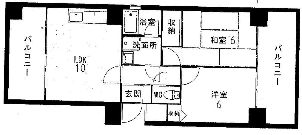 日宝グランディ新町(2LDK/3階)の間取り写真