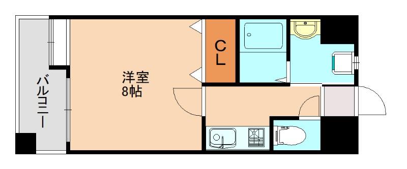 ザルヴェ大橋壱番館(1K/9階)の間取り写真