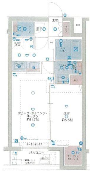 ジェノヴィア東向島スカイガーデン(1LDK/2階)の間取り写真