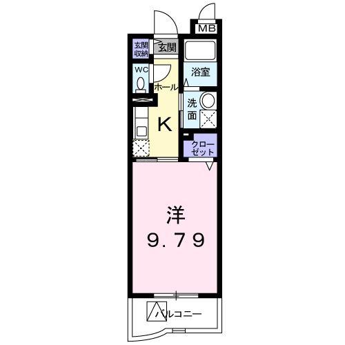 ボヌール(1K/1階)の間取り写真