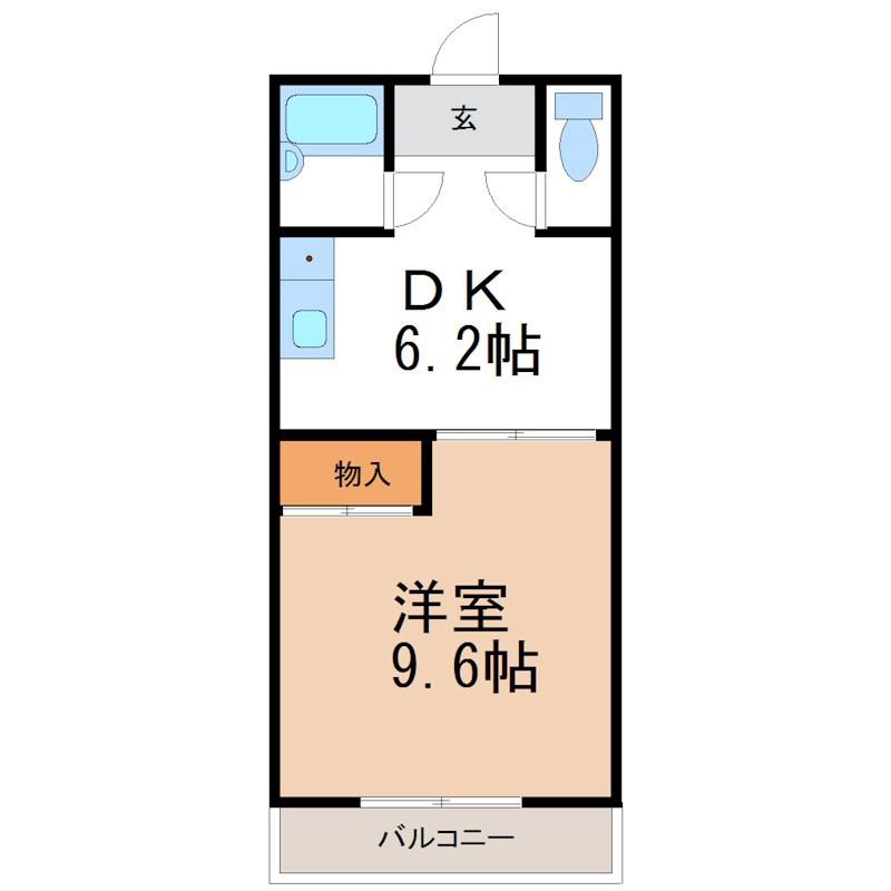 名鉄三河線 刈谷市駅 徒歩7分 4階建 築36年(1DK/1階)の間取り写真