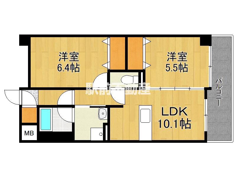 モン・ヴィラージュ佐賀駅前(2LDK/2階)の間取り写真