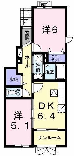 ノースパークベル(2DK/1階)の間取り写真