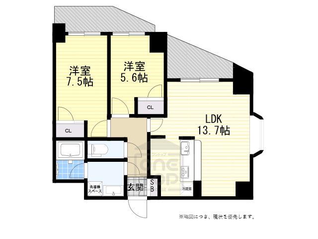 アーバネックス豊中桜塚(2LDK/10階)の間取り写真