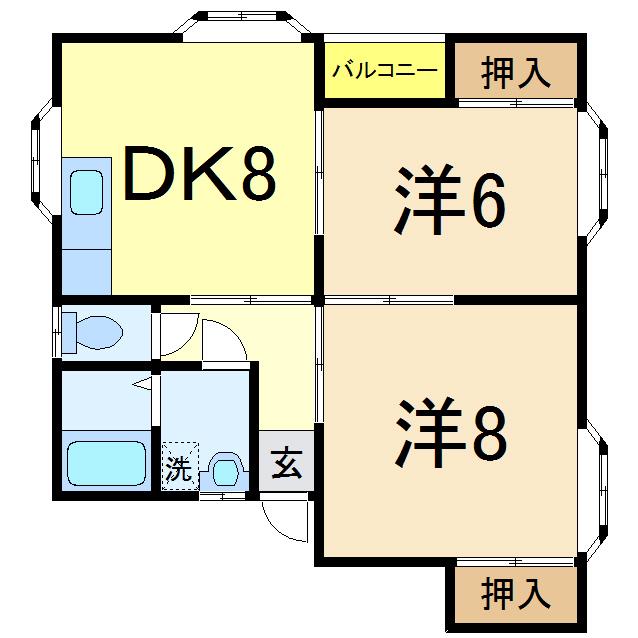 サンハイム(2DK/1階)の間取り写真