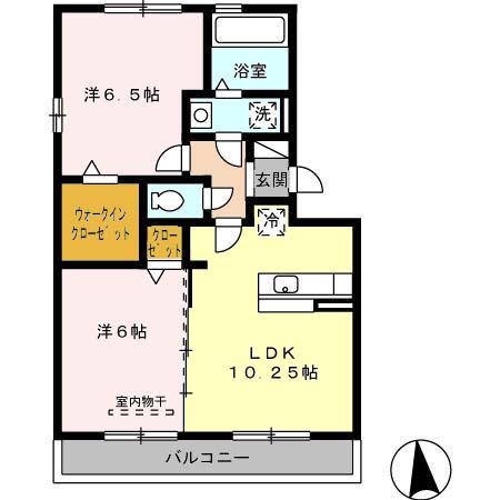 アークウィルII棟202(2LDK/2階)の間取り写真