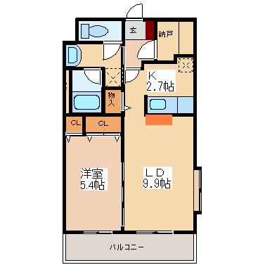 グランジュテヤマカ(1LDK/2階)の間取り写真