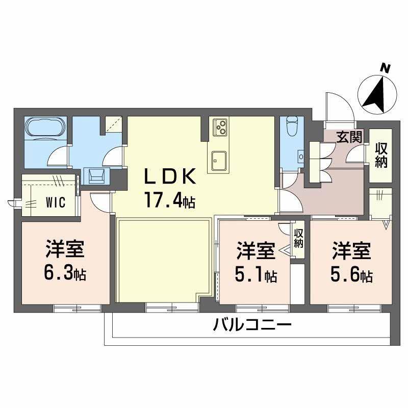 AZUR米山(3LDK/1階)の間取り写真