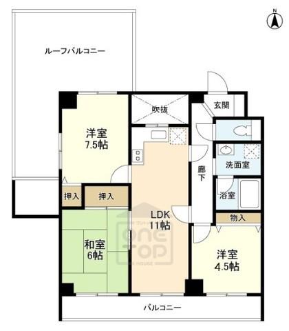 エスポワール緑地(3LDK/4階)の間取り写真