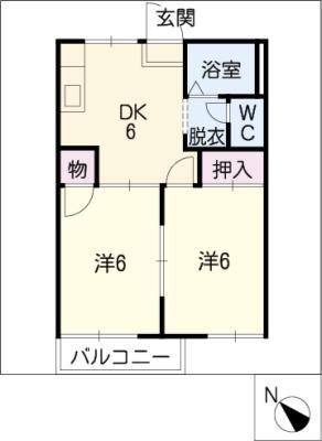 ボナール今本A(2DK/1階)の間取り写真