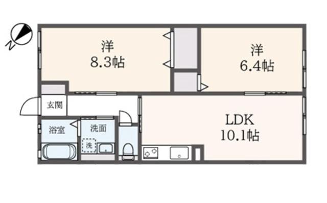 ドリームヒルズ(2LDK/1階)の間取り写真