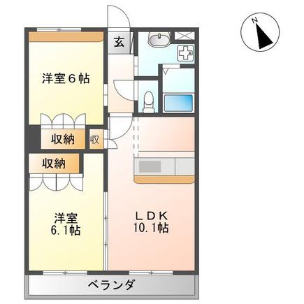 クレストヒル龍田(2LDK/1階)の間取り写真