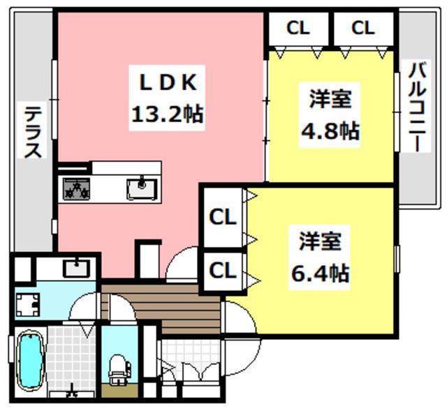 セジュール蔵(2LDK/1階)の間取り写真