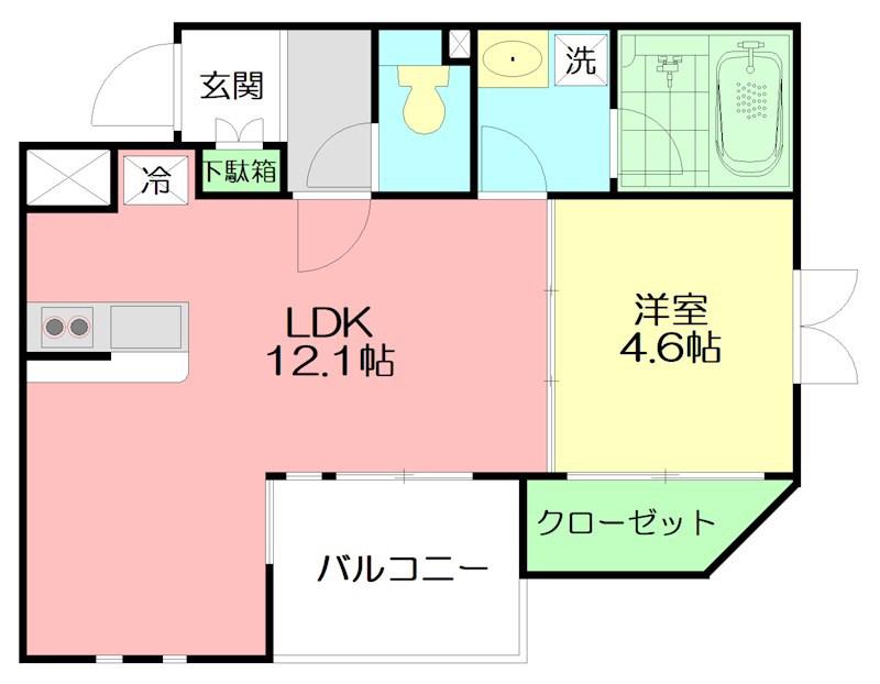ジェンティール(1LDK/2階)の間取り写真